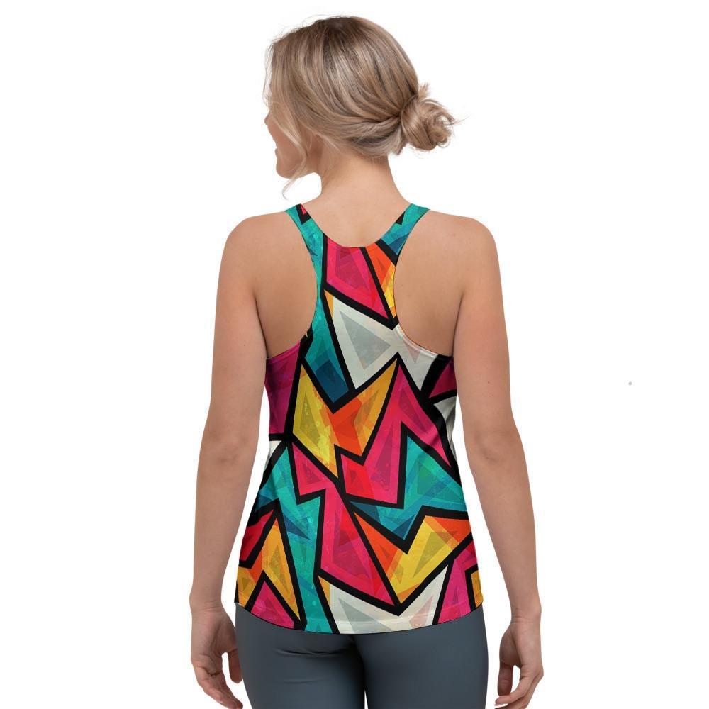 Abstract Geometric Colorful Women's Racerback Tank Top-grizzshop
