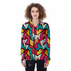 Abstract Geometric Colorful Women's Zip Up Hoodie-grizzshop