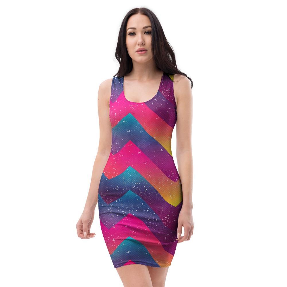 Abstract Geometric Grunge Bodycon Dress-grizzshop