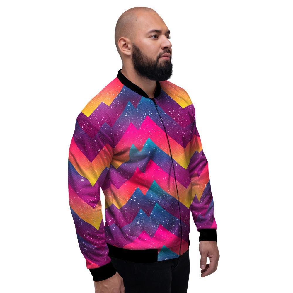 Abstract Geometric Grunge Men's Bomber Jacket-grizzshop