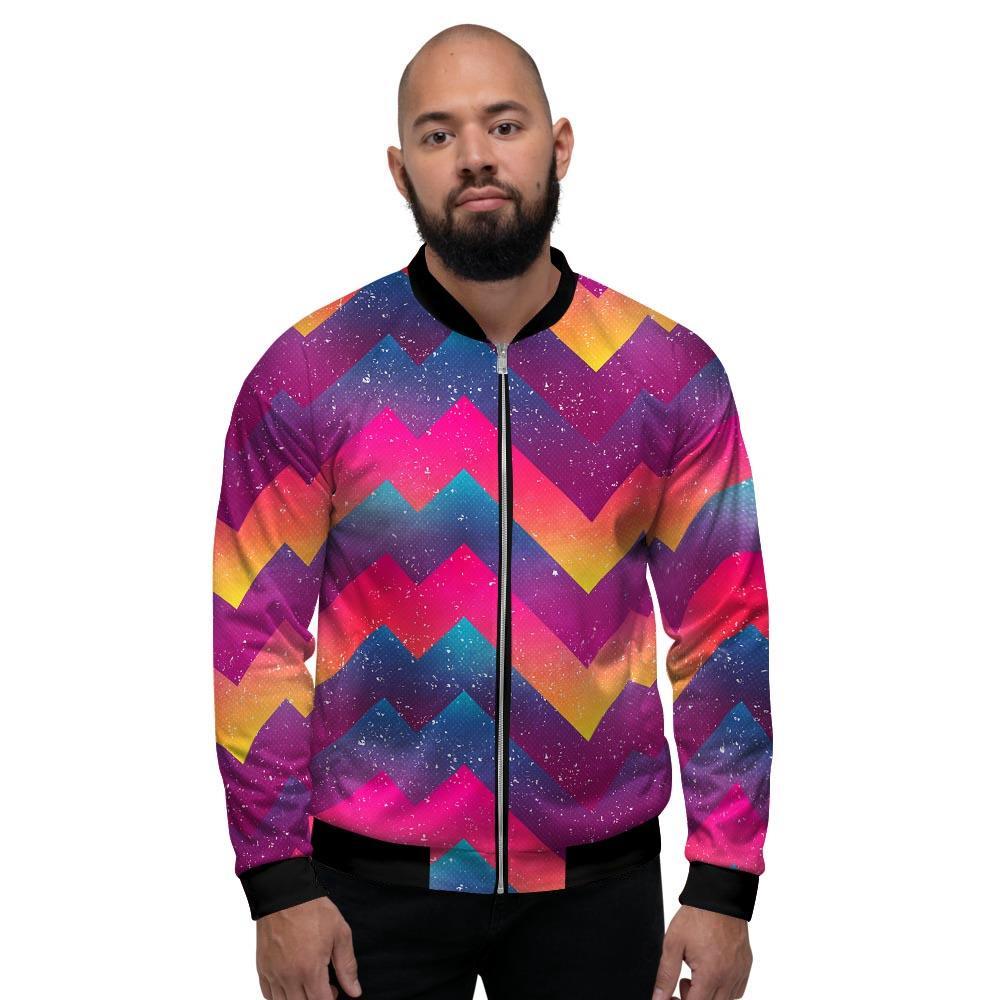 Abstract Geometric Grunge Men's Bomber Jacket-grizzshop