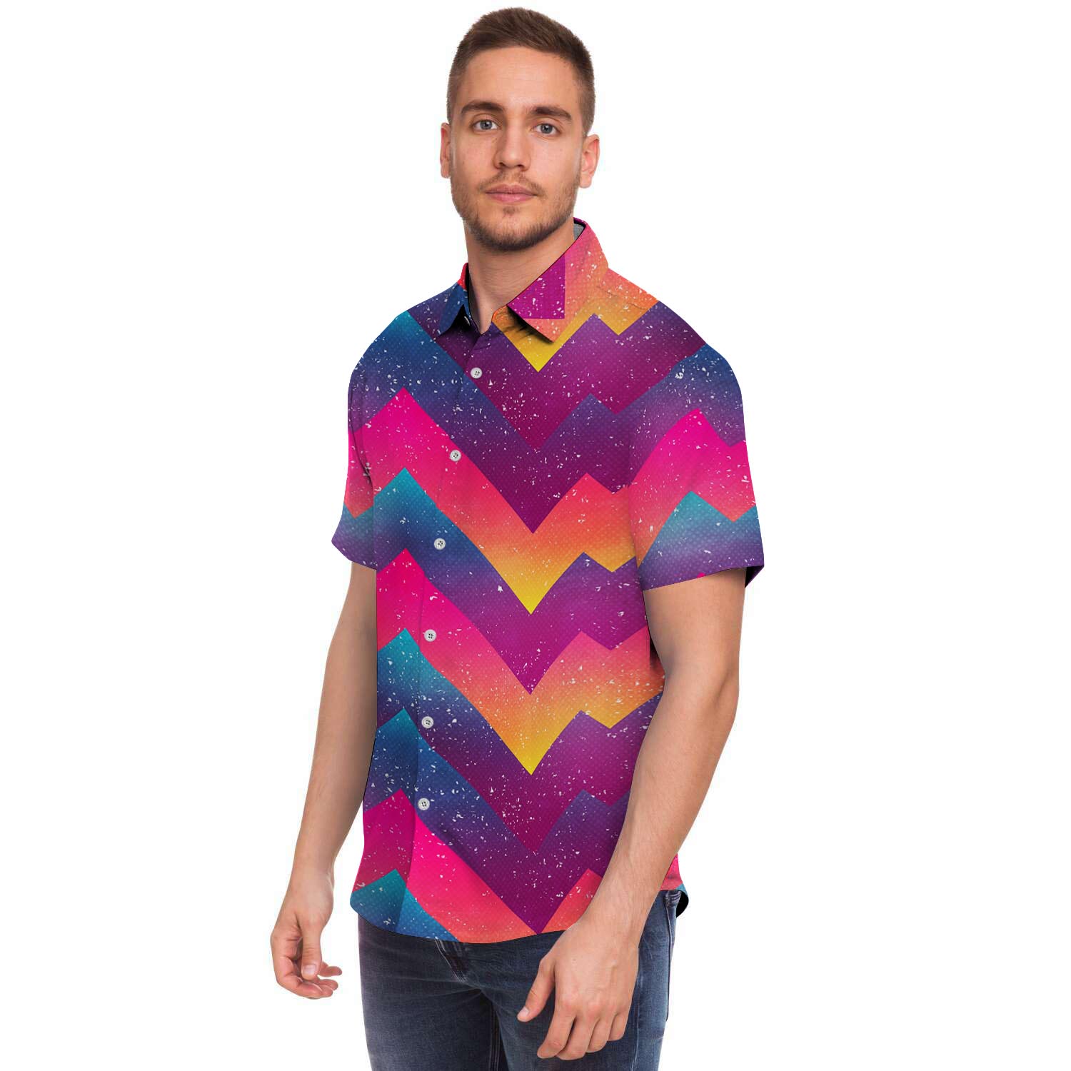 Abstract Geometric Grunge Men's Short Sleeve Shirt-grizzshop