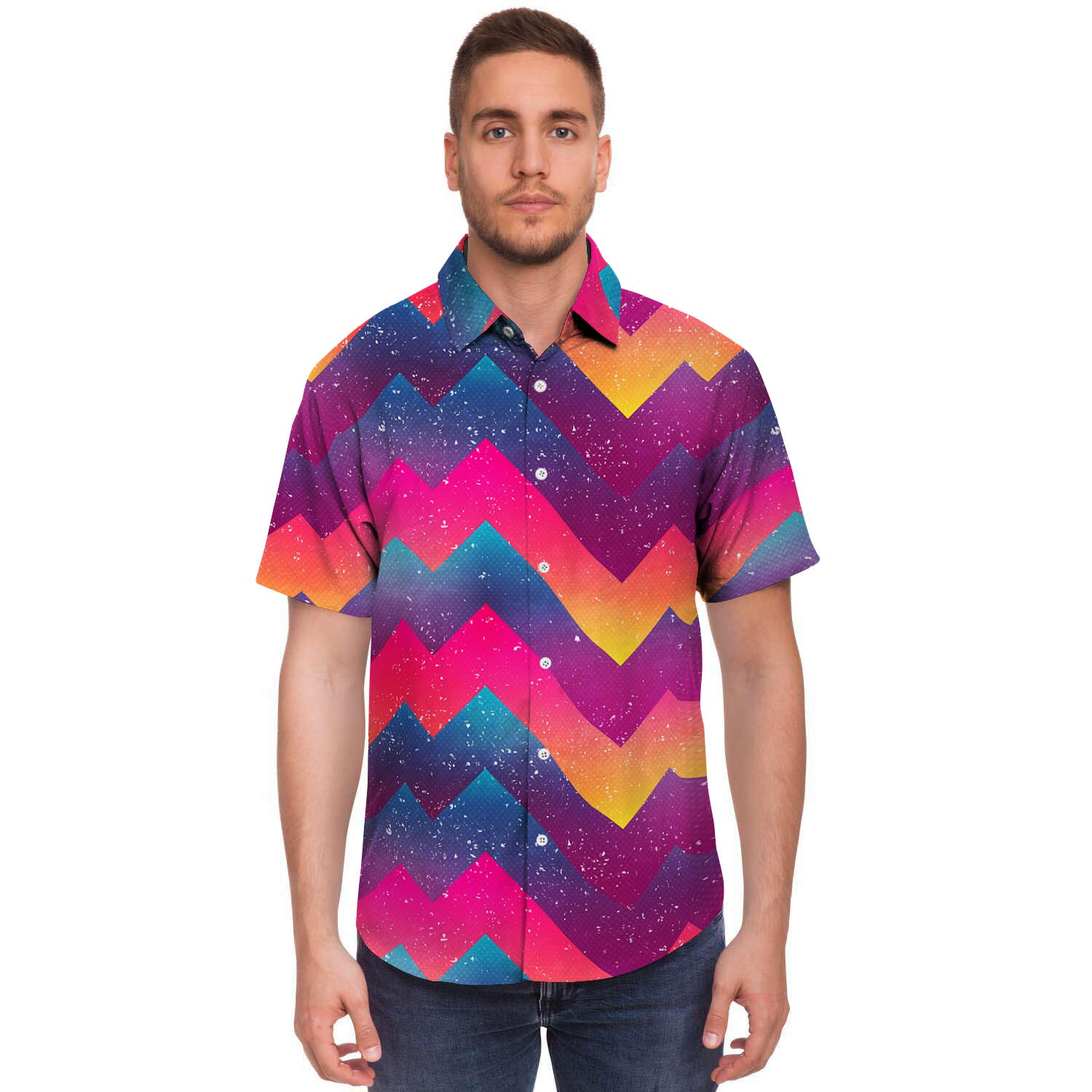 Abstract Geometric Grunge Men's Short Sleeve Shirt-grizzshop