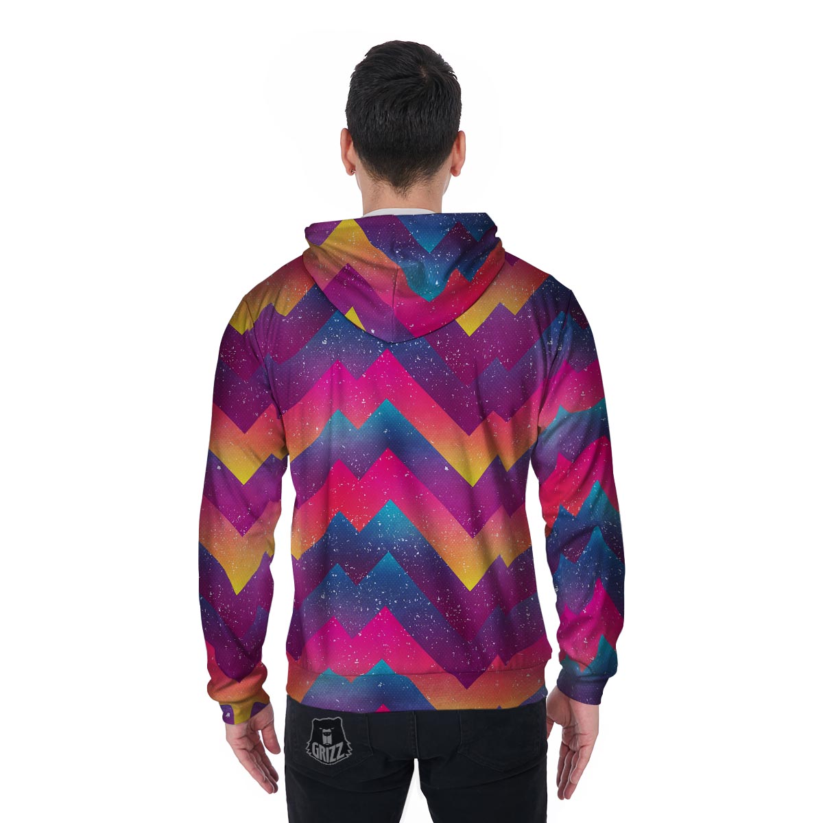 Abstract Geometric Grunge Men's Zip Up Hoodie-grizzshop