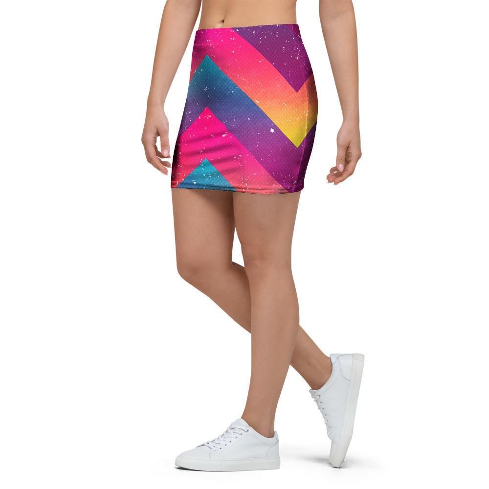 Abstract Geometric Grunge Mini Skirt-grizzshop