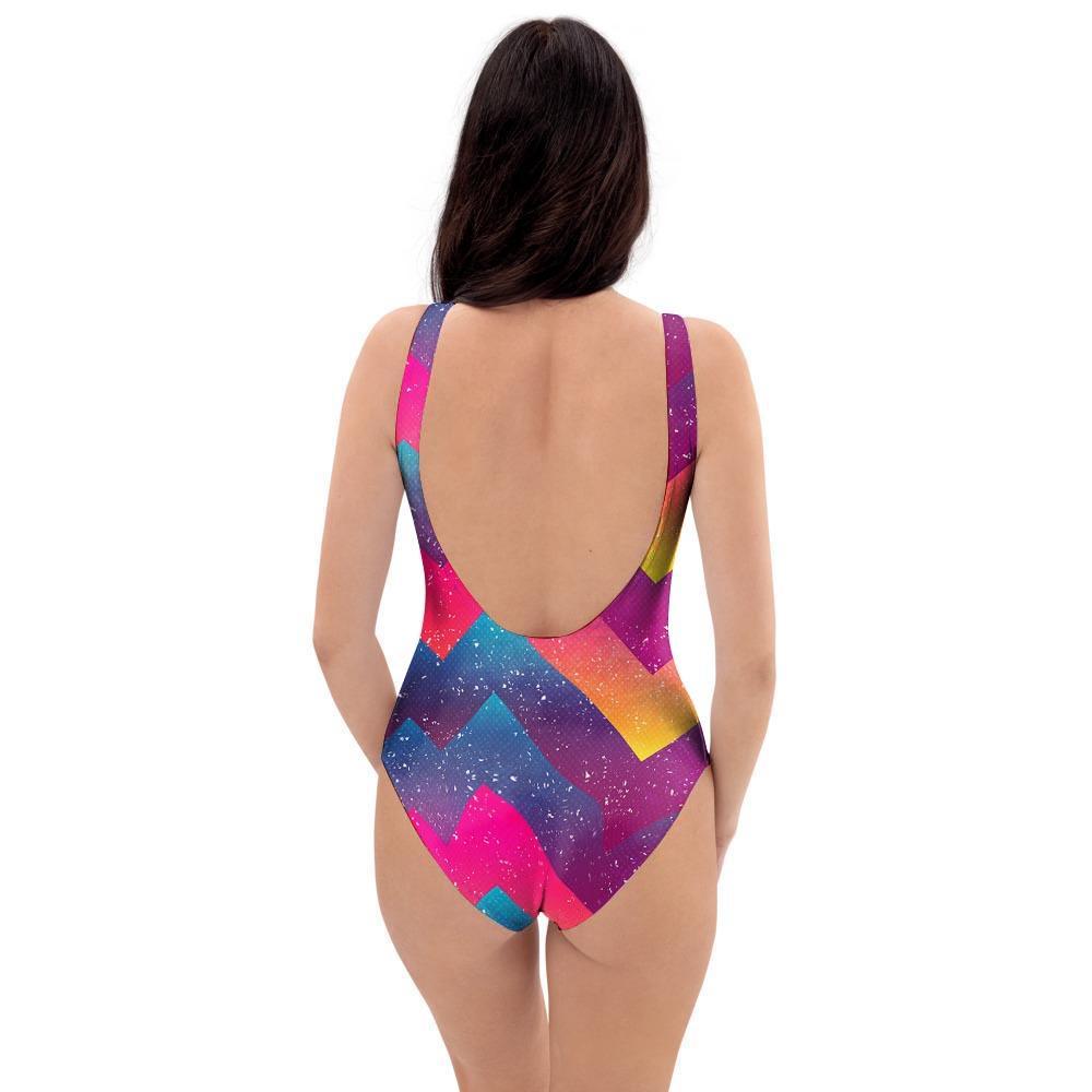 Abstract Geometric Grunge One Piece Swimsuite-grizzshop