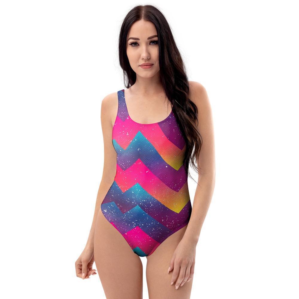 Abstract Geometric Grunge One Piece Swimsuite-grizzshop