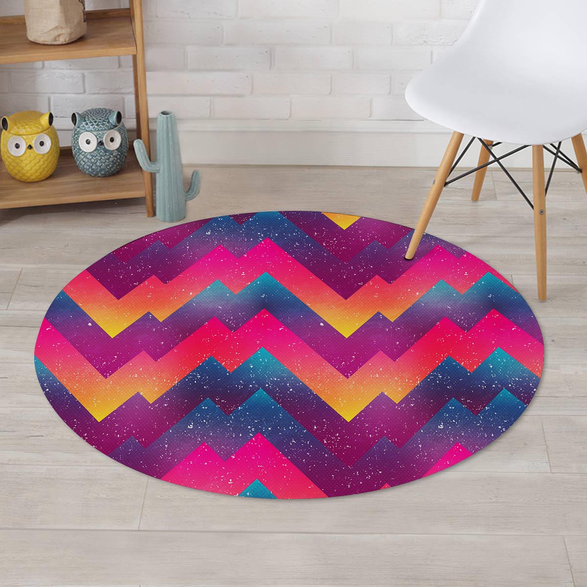 Abstract Geometric Grunge Round Rug-grizzshop