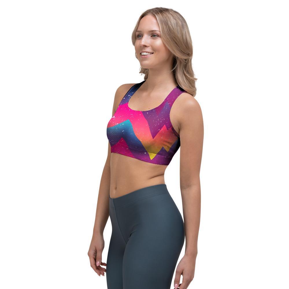 Abstract Geometric Grunge Sports Bra-grizzshop