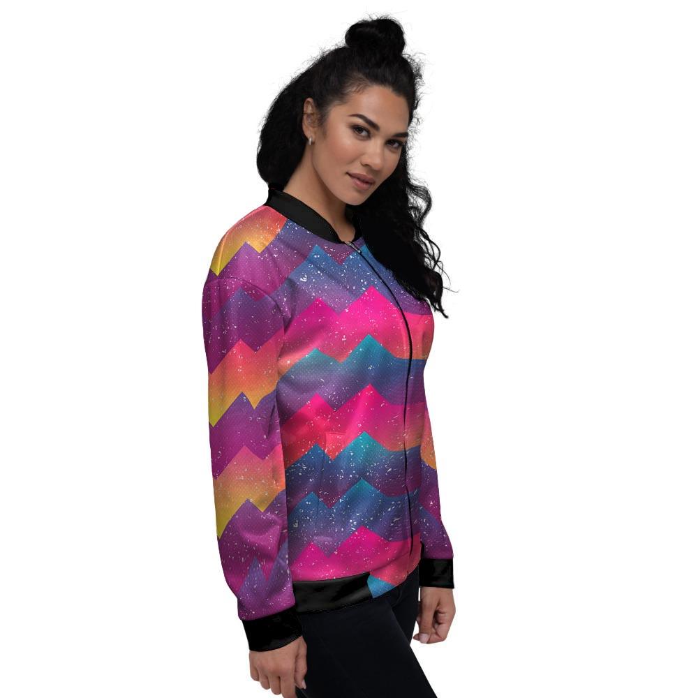 Abstract Geometric Grunge Women's Bomber Jacket-grizzshop