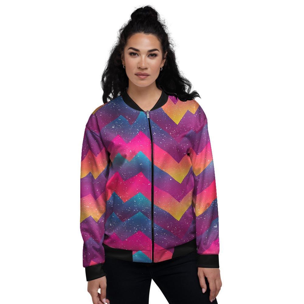 Abstract Geometric Grunge Women's Bomber Jacket-grizzshop