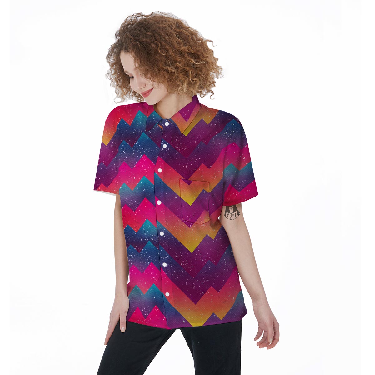 Abstract Geometric Grunge Women's Short Sleeve Shirts-grizzshop