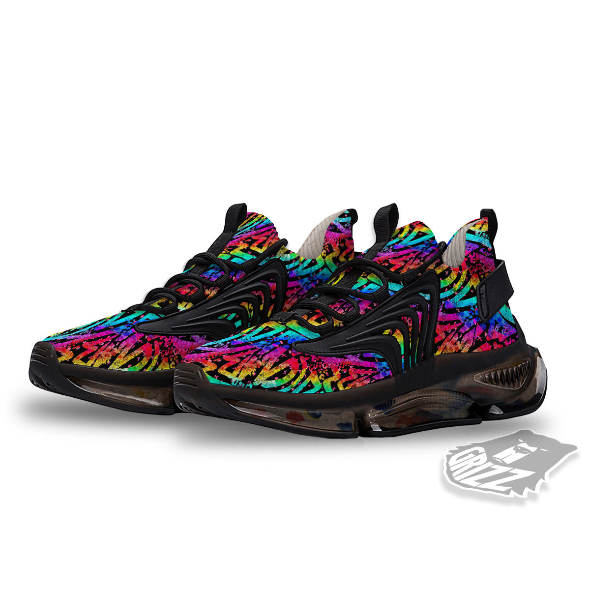 Abstract Graffiti Colorful Paint Print Pattern Black Gym Shoes-grizzshop