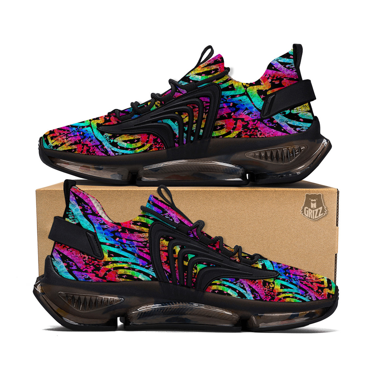 Abstract Graffiti Colorful Paint Print Pattern Black Gym Shoes-grizzshop