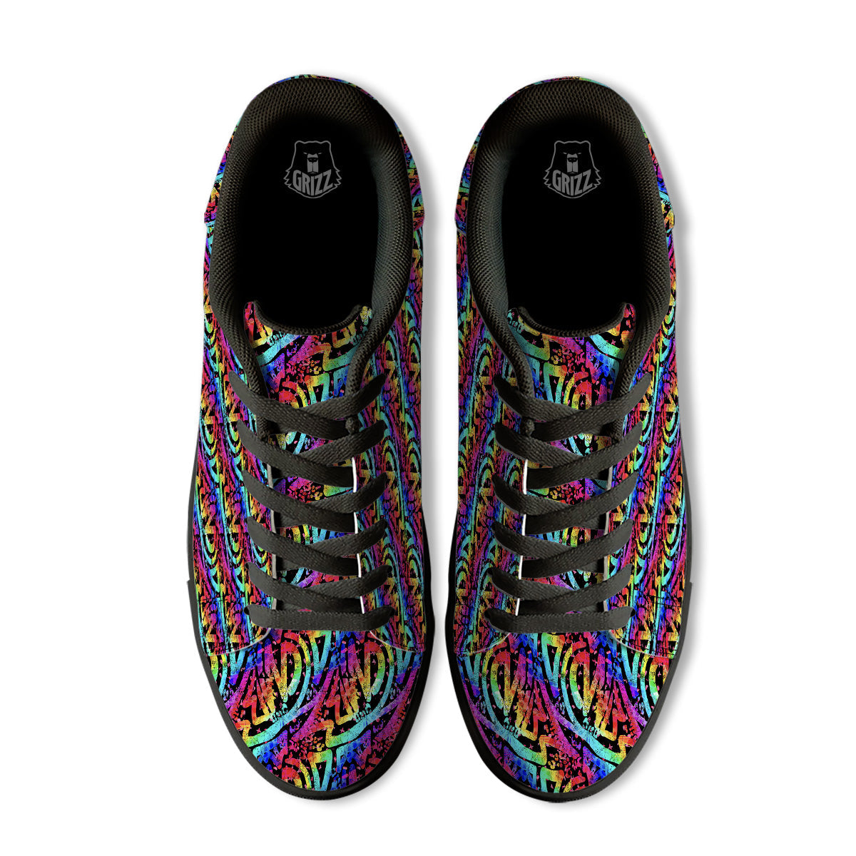 Abstract Graffiti Colorful Paint Print Pattern Black Low Top Sneakers-grizzshop