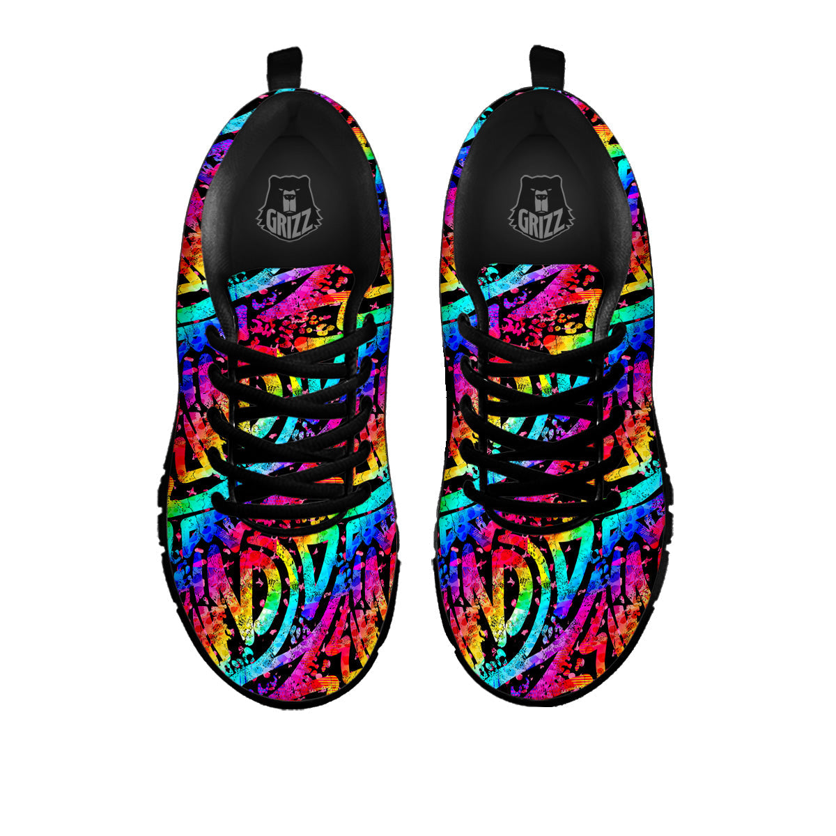 Abstract Graffiti Colorful Paint Print Pattern Black Sneaker-grizzshop
