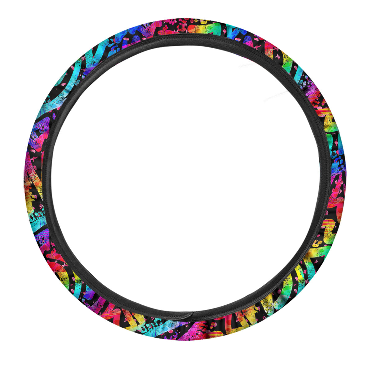 Abstract Graffiti Colorful Paint Print Pattern Car Steering Wheel Cover-grizzshop