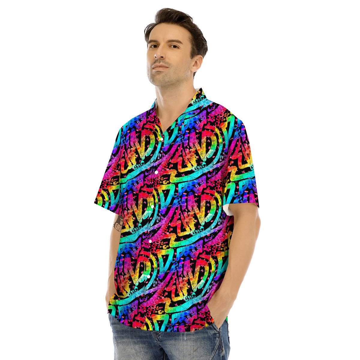 Abstract Graffiti Colorful Paint Print Pattern Men's Hawaiian Shirt-grizzshop