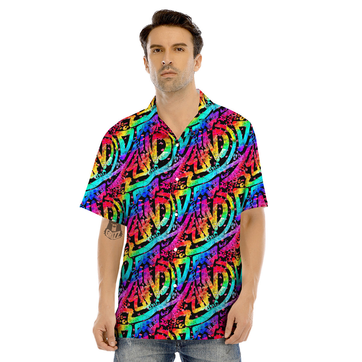 Abstract Graffiti Colorful Paint Print Pattern Men's Hawaiian Shirt-grizzshop