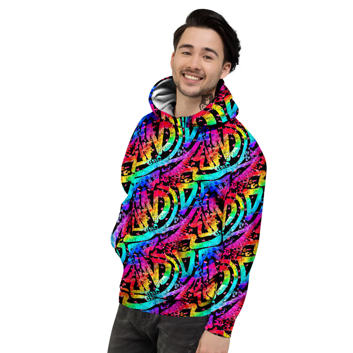Abstract Graffiti Colorful Paint Print Pattern Men's Hoodie-grizzshop