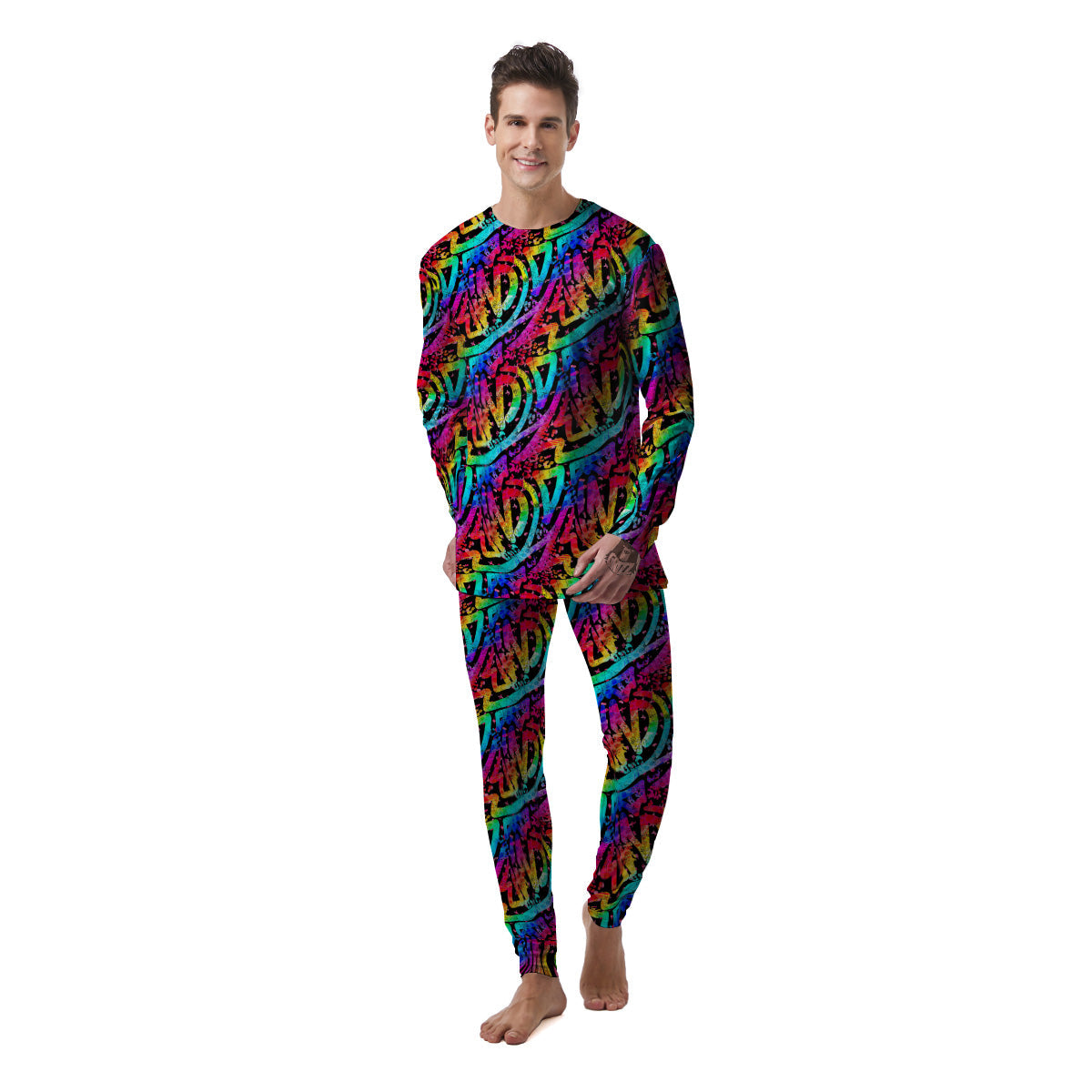 Abstract Graffiti Colorful Paint Print Pattern Men's Pajamas-grizzshop