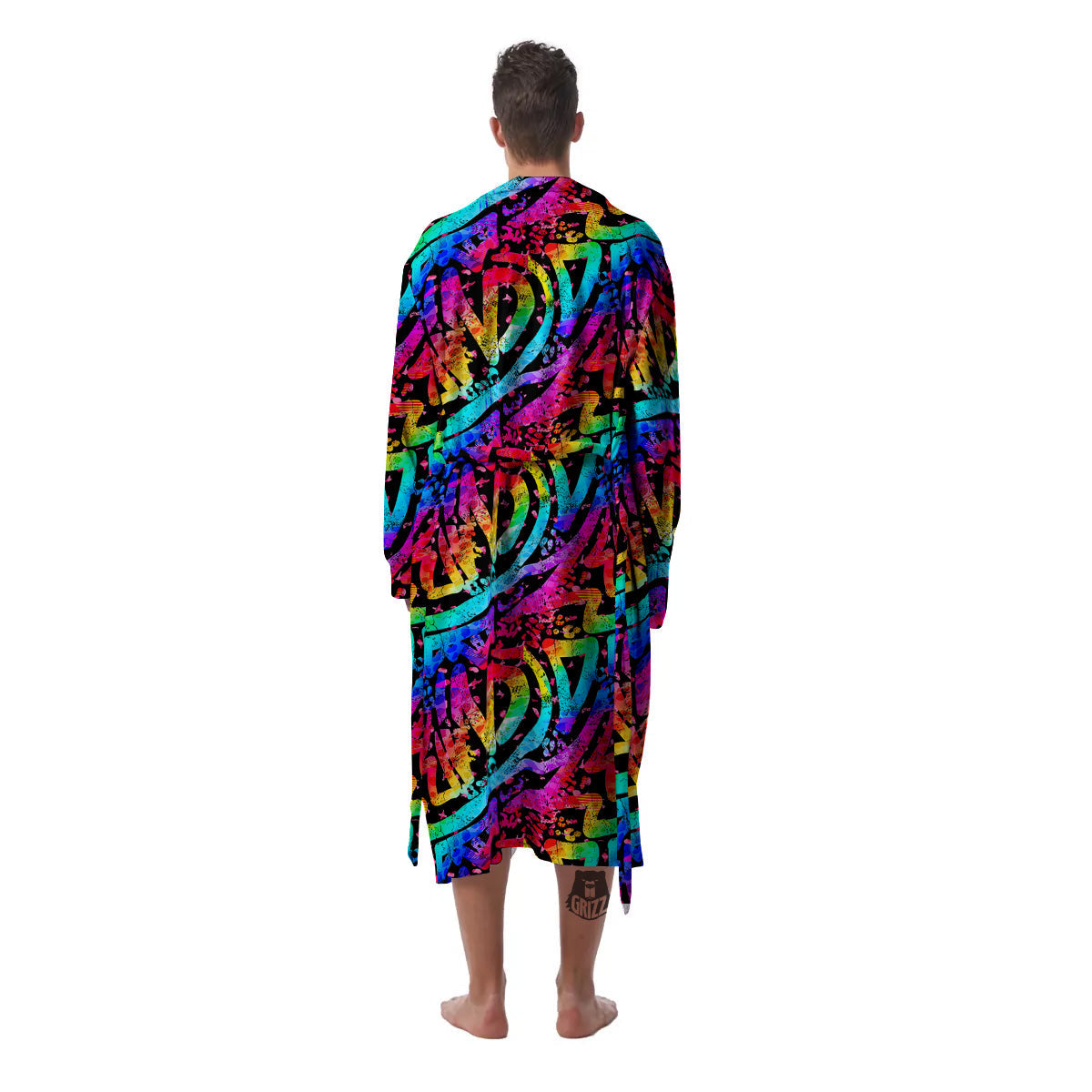 Abstract Graffiti Colorful Paint Print Pattern Men's Robe-grizzshop