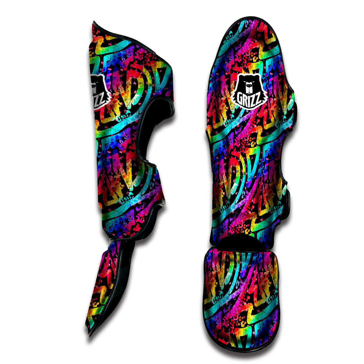 Abstract Graffiti Colorful Paint Print Pattern Muay Thai Shin Guards-grizzshop