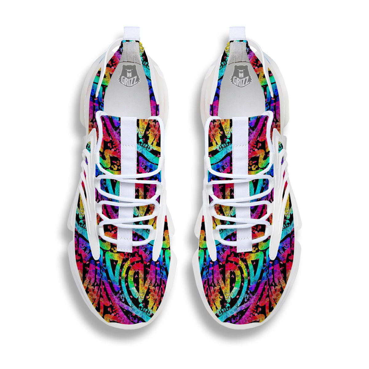 Abstract Graffiti Colorful Paint Print Pattern White Gym Shoes-grizzshop