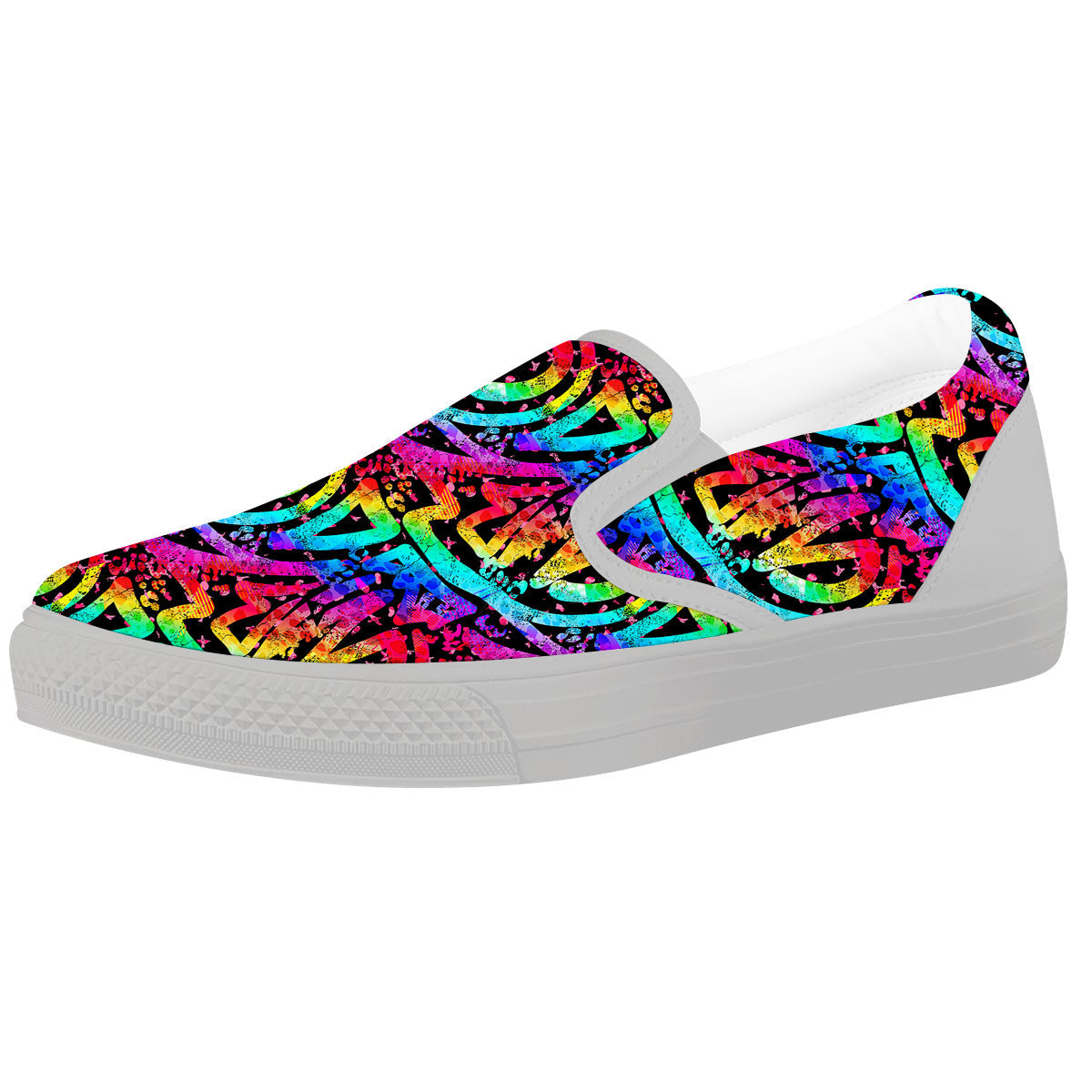 Abstract Graffiti Colorful Paint Print Pattern White Slip On Shoes-grizzshop