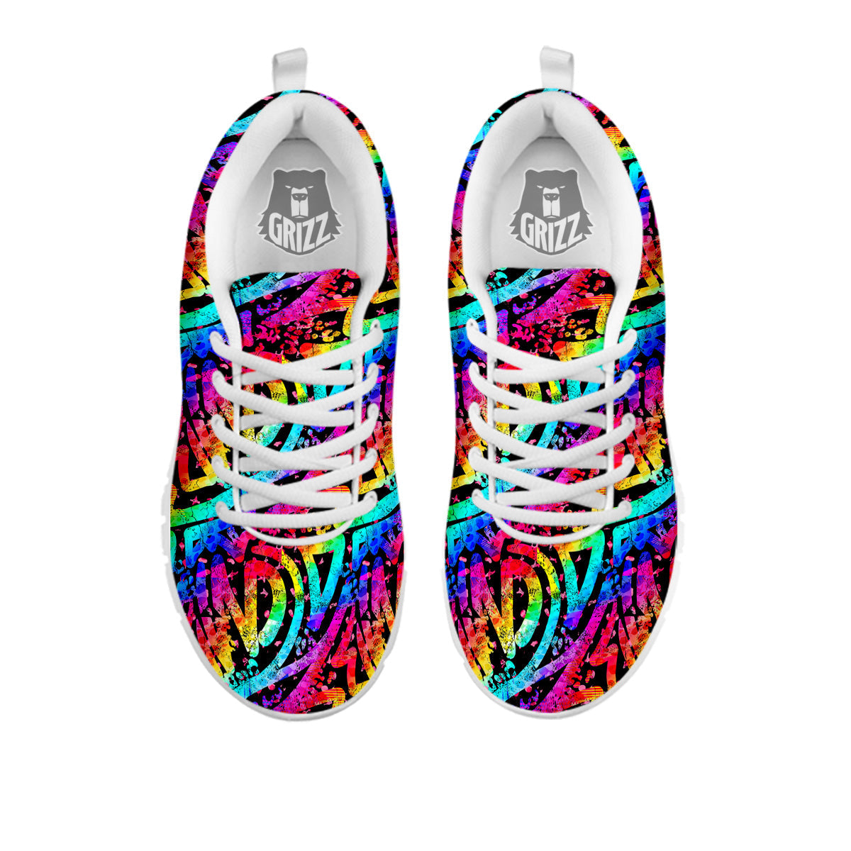 Abstract Graffiti Colorful Paint Print Pattern White Sneaker-grizzshop