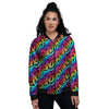 Abstract Graffiti Colorful Paint Print Pattern Women's Bomber Jacket-grizzshop