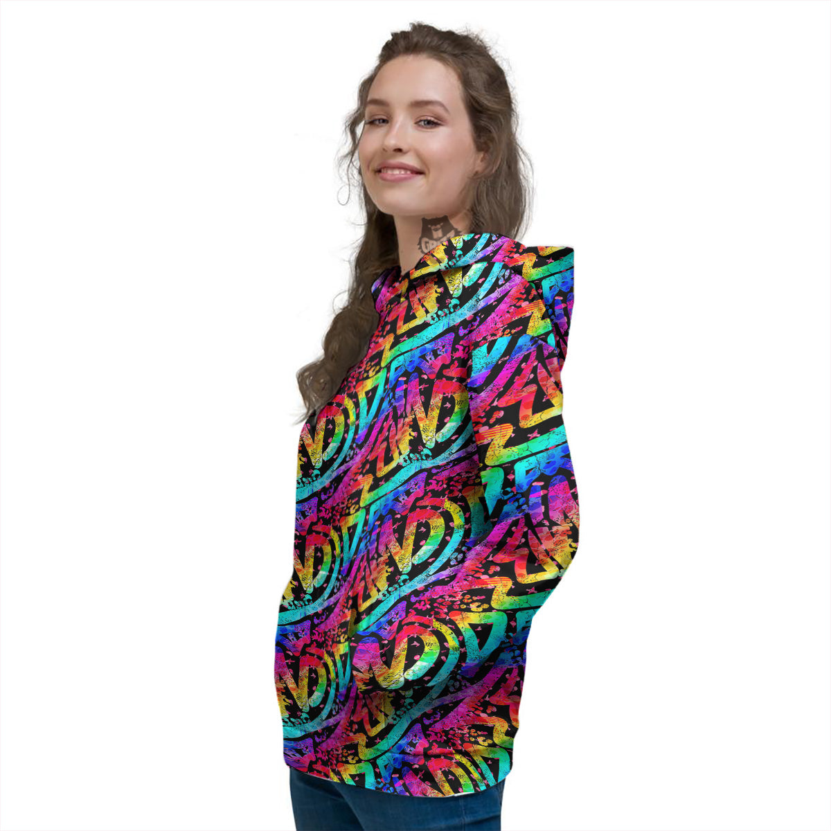 Abstract Graffiti Colorful Paint Print Pattern Women's Hoodie-grizzshop