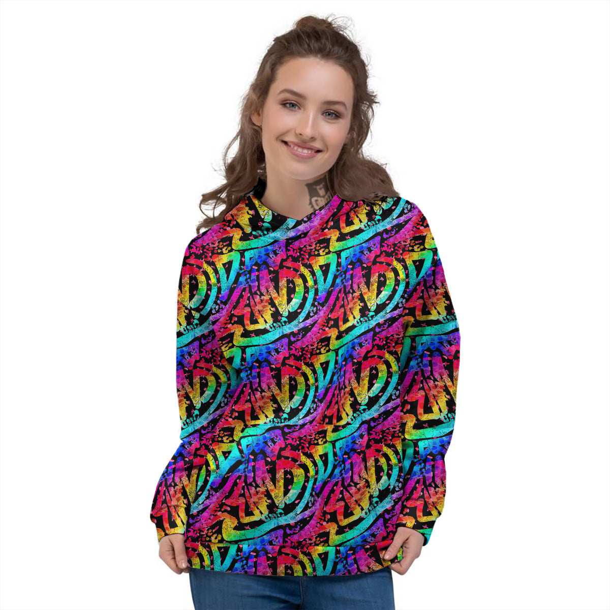 Abstract Graffiti Colorful Paint Print Pattern Women's Hoodie-grizzshop