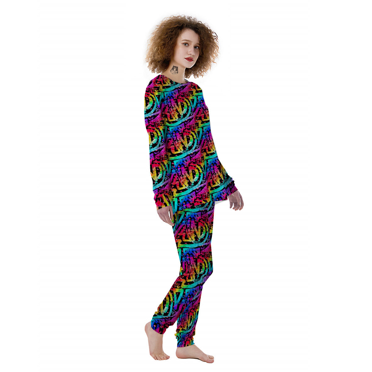 Abstract Graffiti Colorful Paint Print Pattern Women's Pajamas-grizzshop