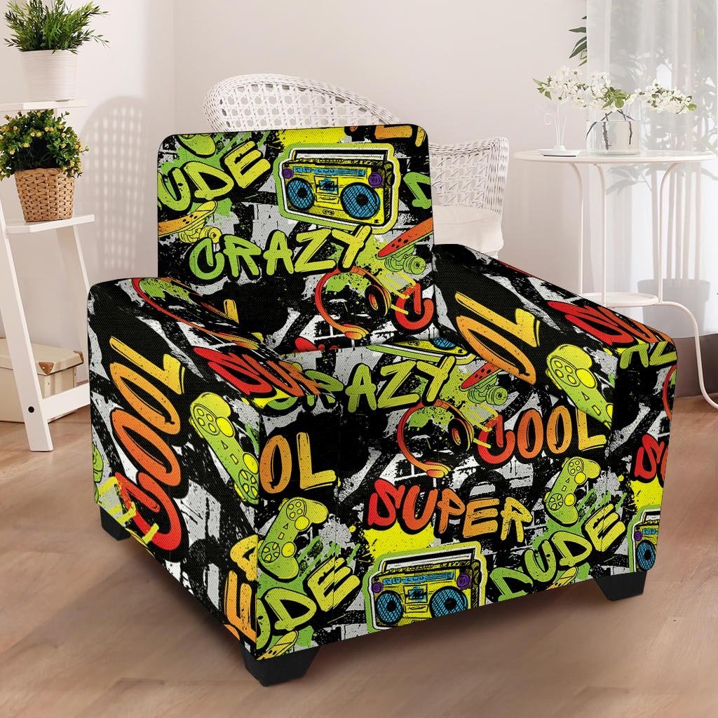 Abstract Graffiti Drips Print Armchair Cover-grizzshop