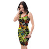 Abstract Graffiti Drips Print Bodycon Dress-grizzshop