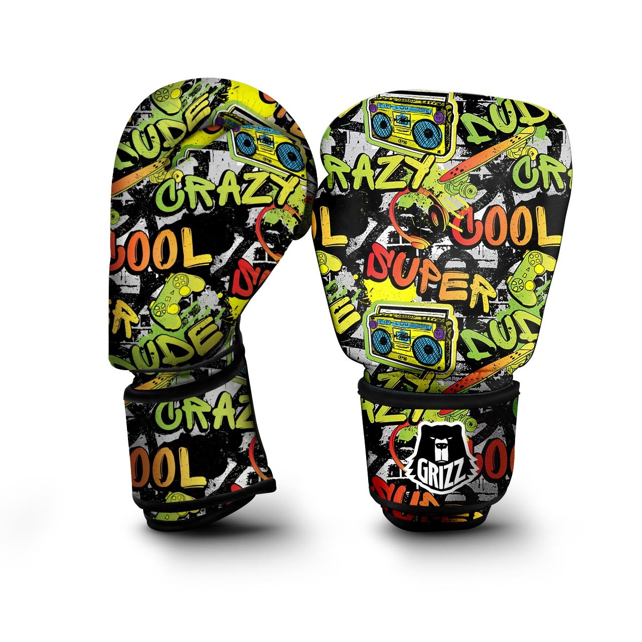 Abstract Graffiti Drips Print Boxing Gloves-grizzshop