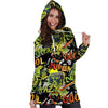 Abstract Graffiti Drips Print Hoodie Dress-grizzshop