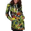 Abstract Graffiti Drips Print Hoodie Dress-grizzshop