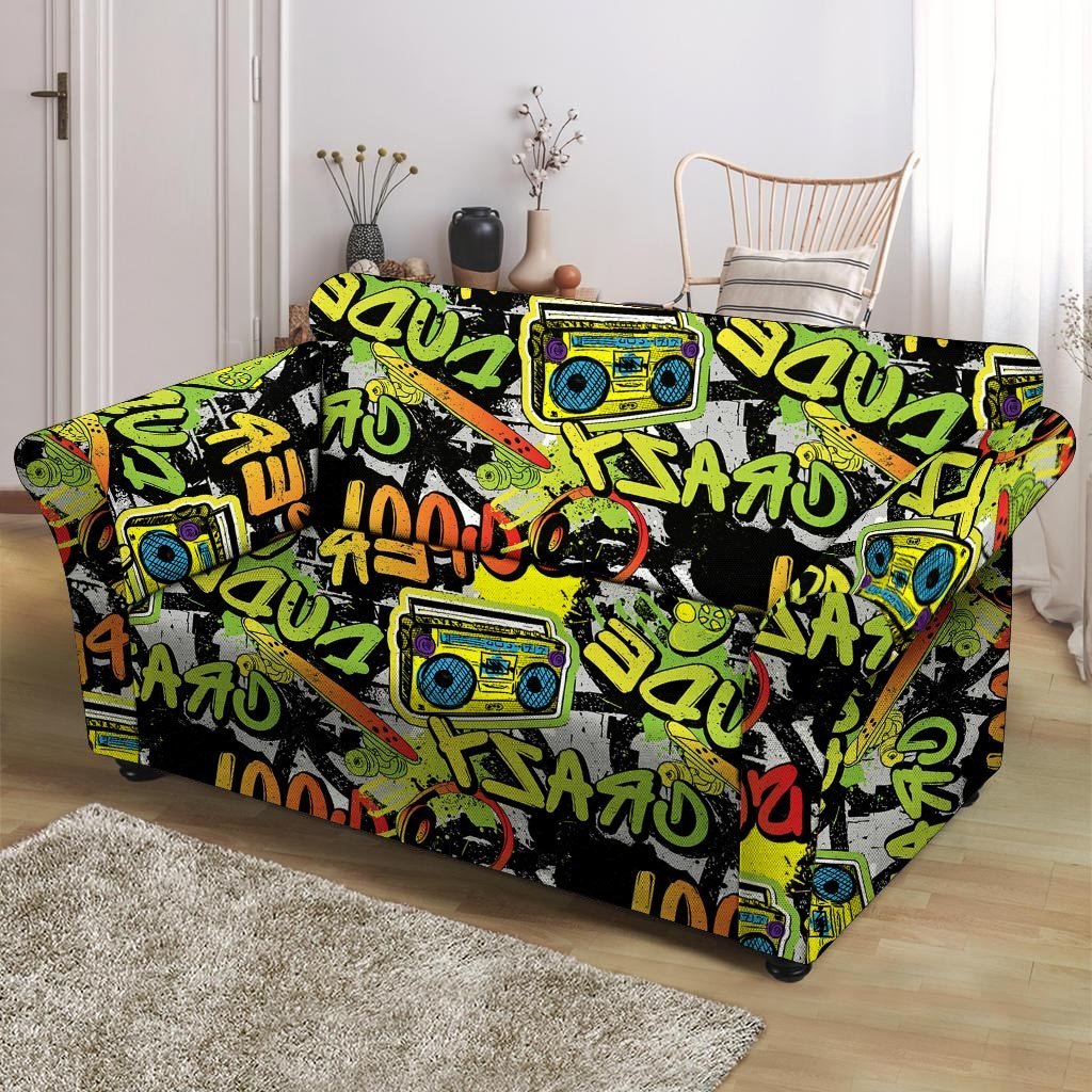 Abstract Graffiti Drips Print Loveseat Cover-grizzshop