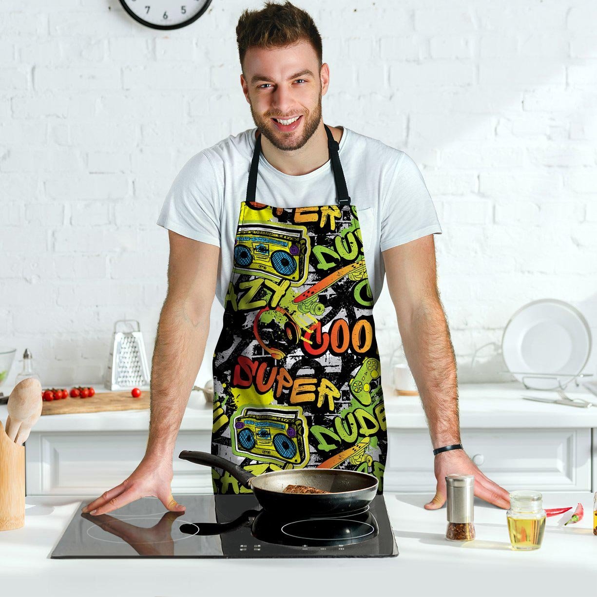 Abstract Graffiti Drips Print Men's Apron-grizzshop