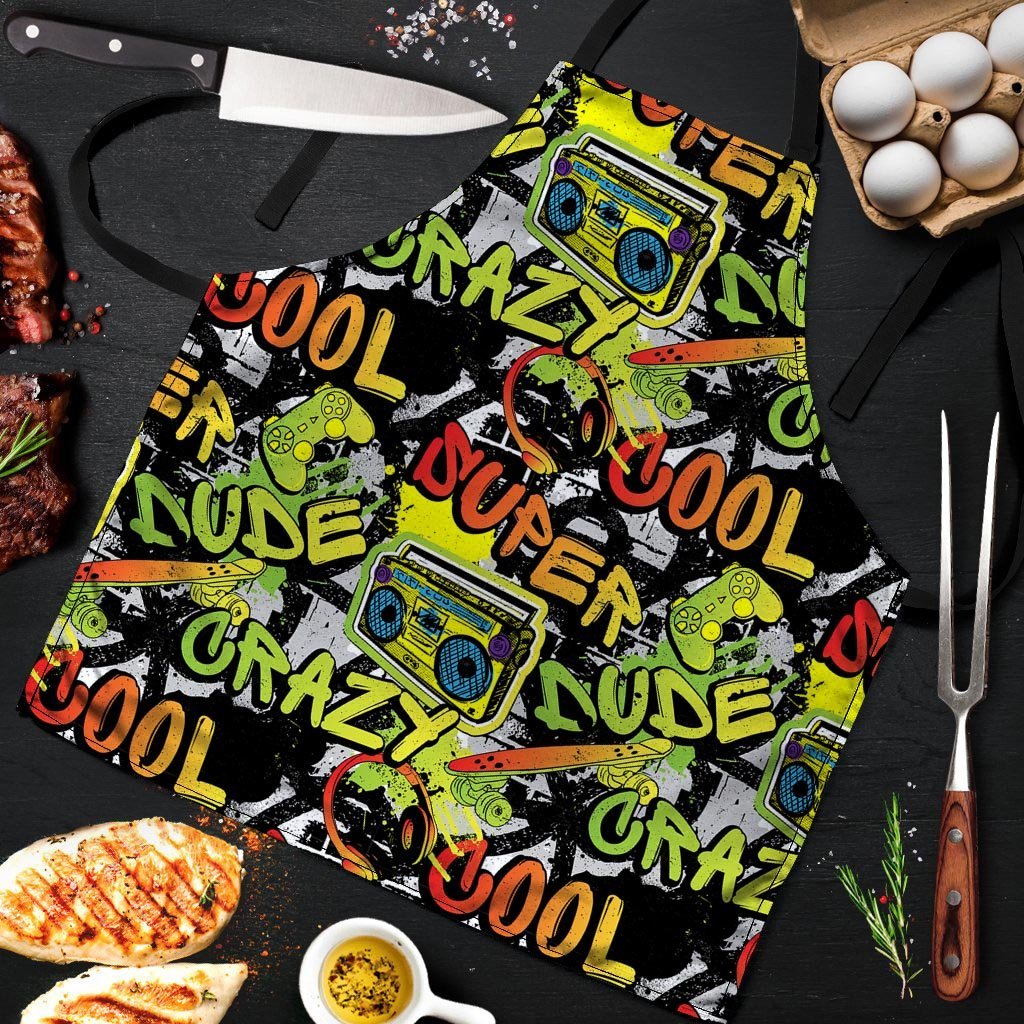 Abstract Graffiti Drips Print Men's Apron-grizzshop