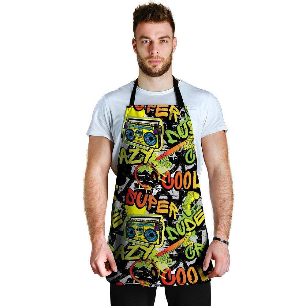 Abstract Graffiti Drips Print Men's Apron-grizzshop