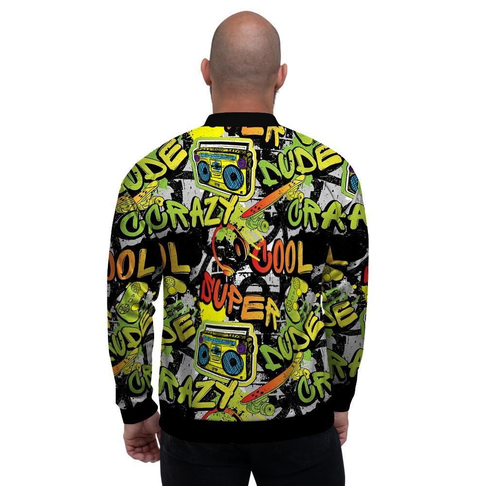 Abstract Graffiti Drips Print Men's Bomber Jacket-grizzshop