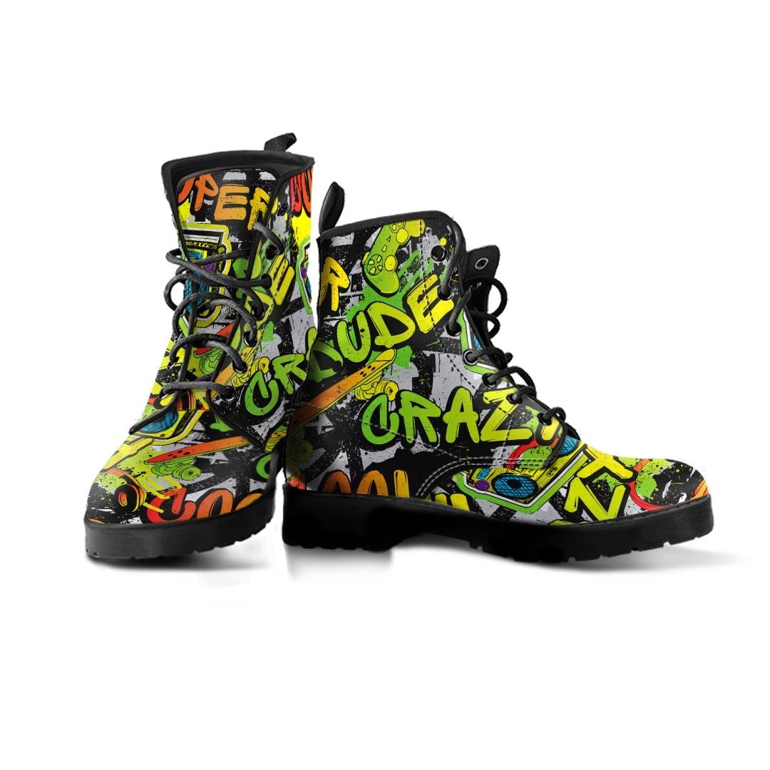 Abstract Graffiti Drips Print Men's Boots-grizzshop