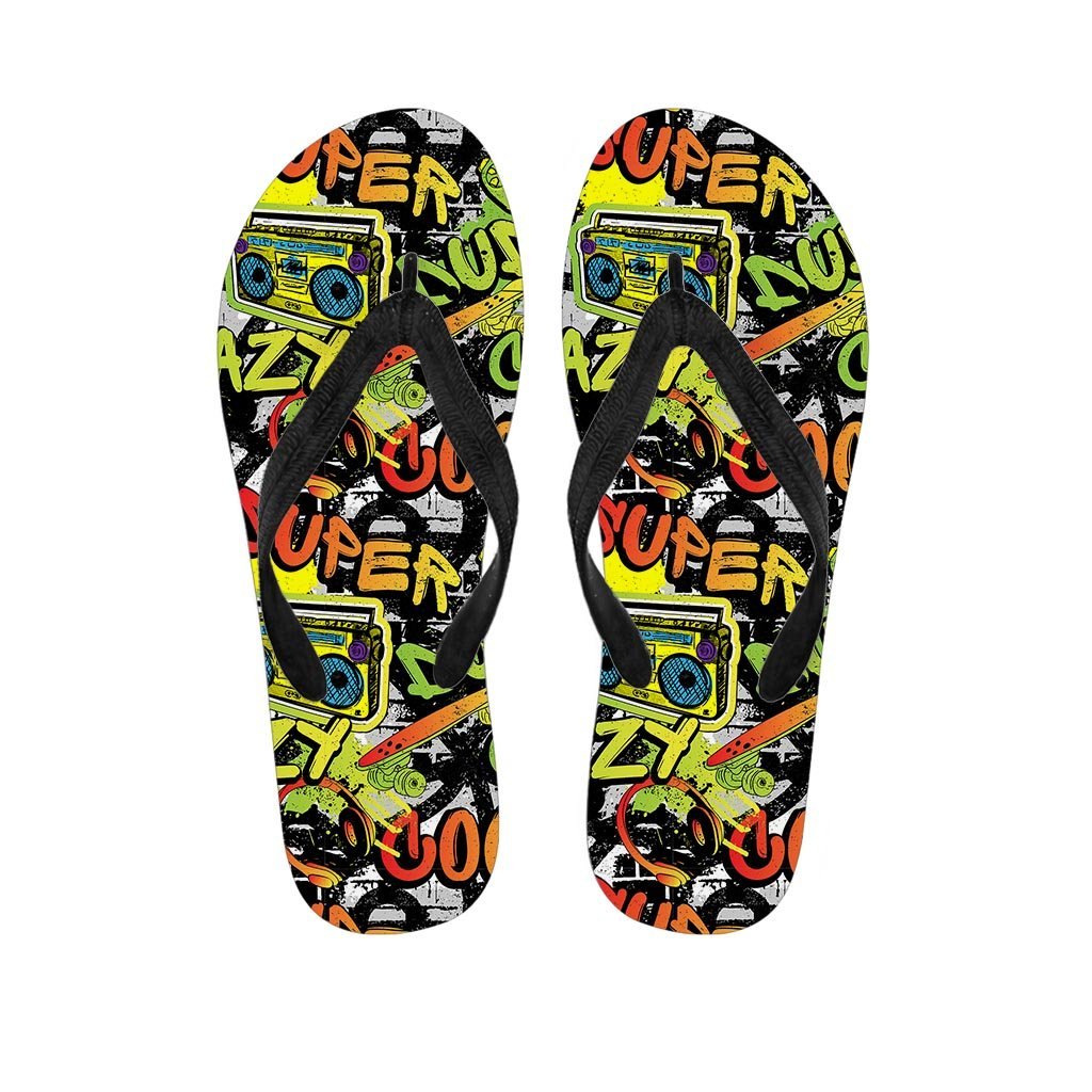 Abstract Graffiti Drips Print Men's Flip Flops-grizzshop