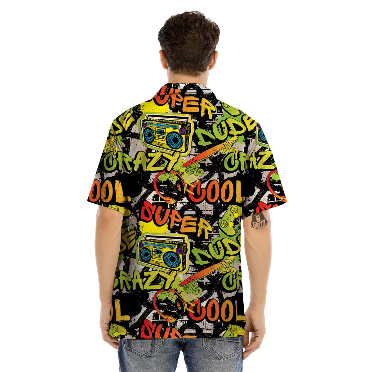 Abstract Graffiti Drips Print Men’s Hawaiian Shirt-grizzshop