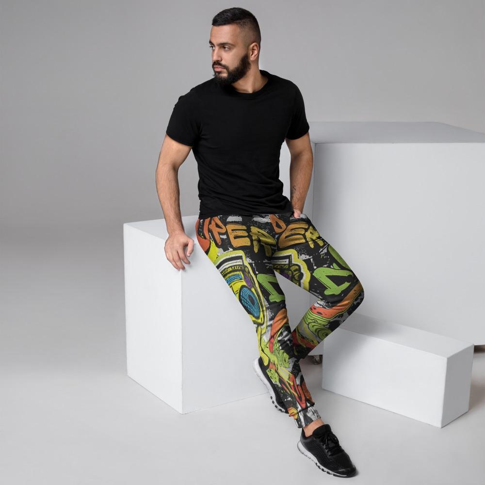 Abstract Graffiti Drips Print Men's Joggers-grizzshop