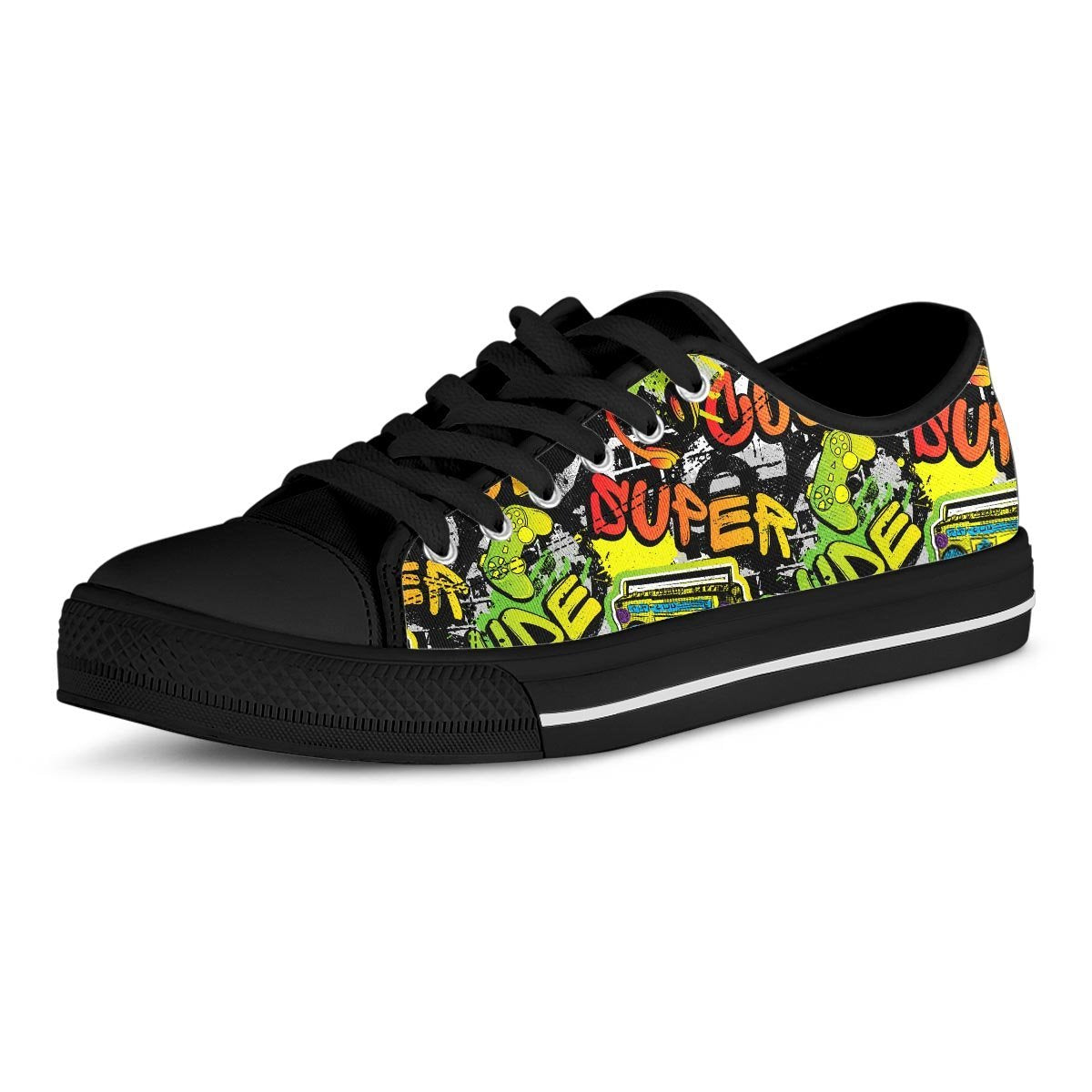 Abstract Graffiti Drips Print Men's Low Top Shoes-grizzshop