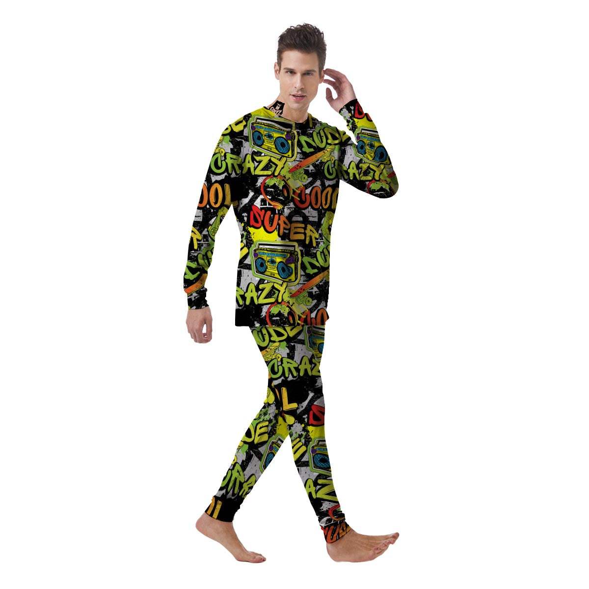 Abstract Graffiti Drips Print Men's Pajamas-grizzshop